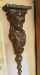 RARE Retro Burwood Products Brown Molded Plastic Caryatid Corbel Woman Bust