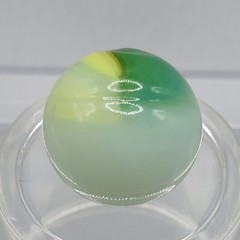 0.62″ Vintage Akro Agate Green Yellow Popeye Patch Marble- #Q141
