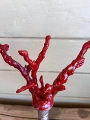 Italian Baroque Style Faux Red Coral Specimen on the Silver Gilt Wood Pillar