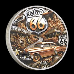 Route 66 USA Commemorative Coin Classic Car & Diner Collectible Travel Souvenir