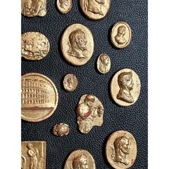 Grand Tour Revival Gilded Intaglio Arrangement on the Leather Board and in