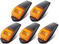 5 Pack 34 LED Semi Truck Cab Lights, Waterproof Chrome Amber Roof Markers