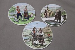 Vintage Ceramic Wall Art Plates Norske Bunader Stavangerflint Norway