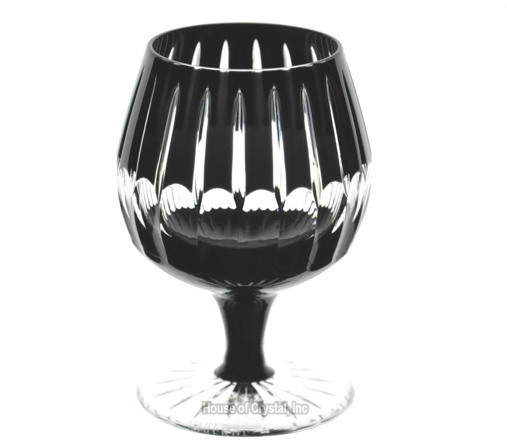 Faberge Na Zdorovya Black Cut to Clear Cased Crystal Brandy Snifter Cognac B