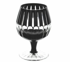 Faberge Na Zdorovya Black Cut to Clear Cased Crystal Brandy Snifter Cognac B
