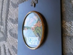 Brookpace Fine Art London Floral Oval Hanging Wall Plaque Wood Black/Multicolor