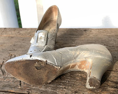 Vintage costume shoes 1900-1920’s high heel buckle shoes silver Edwardian
