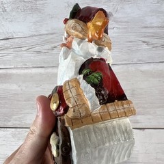 Stocking Holder Folk Art SANTA CLAUS Heavy 1.8lbs Gold Star Sleigh Free Shipping