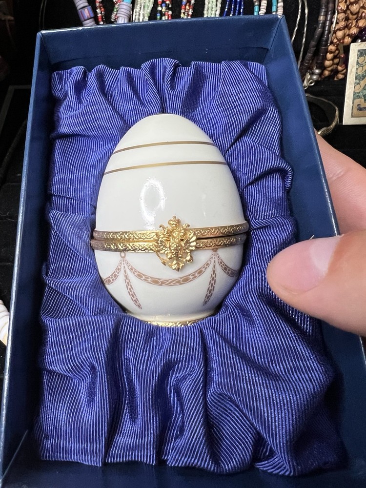 Faberge Petit Baby Egg With Bear Hand Signed by Tatiana Faberge NIB
