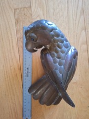 Vintage Brass & Copper Parrot Hanging Sculpture without perch