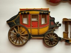 Vintage 1975 Homco Wall Plaques Train, Stagecoach, Trolley 7363, 7362, 7361, USA