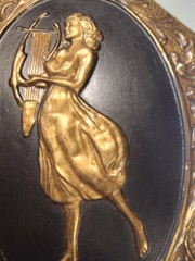 1960s Sears Hollywood Regency Repousse Metal Greek Goddess Plaques Set 11″