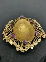 Copa Collection Made in Brazil Brutalist Style Metal and Gems Trinket Dish Soap