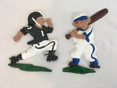 Homco Cast Aluminum Vtg 1970 Baseball Player 1975 Football Player Wall Art (2)