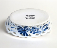 Blue & White Handcut Handpainted Reticulated Porcelain Basket Little Switzerland