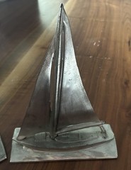 Vintage Rare Pair of Ovington’s New York Metal Sailboats 10” Cast Model