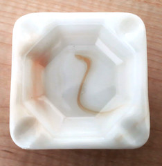 Akro Agate Leaf Orange & White Swirl Glass 3″ Square Ashtray