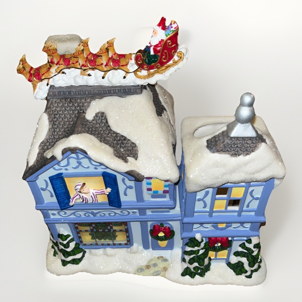 Vintage PartyLite The Night Before Christmas – Musical Tea Light House 🎄