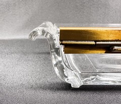 Vintage Art Deco Hinged Clear Glass Jewelry Casket / Trinket Box 1930s–40s READ