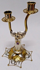 Copa Collection Made in Brazil Brutalist Mixed Metal and Amethyst Candleabra