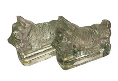 Adorable Vintage Scotty dogs Heavy Glass Bookends Figurines Fun