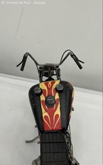 Vintage Motorcycle Metal Art Handcrafted Black Yellow Flame Great Condition 12″