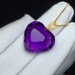Natural Amethyst Quartz Purple Uruguay heart shape necklaces 18K