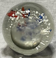 Hand Blown Art Glass Sea Life Paperweight Orb Fish Plant