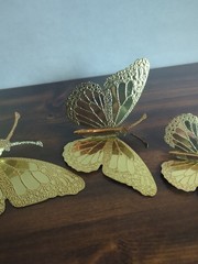 Set Of 3 Home Interiors & Gifts Gold Metal Butterflies Wall Decor Made In USA
