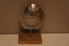 Contemporary Cast Aluminum Turtle Shell on Wood Stand