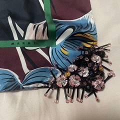 Marni Silk Scarf with Beaded Accessories 43cm x 43cm in Box