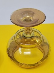 Vintage Gold Painted Textured Footed Glass Lidded Decor Dish Floral RARE
