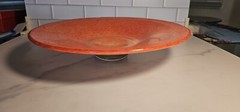 Murano Glass bowl Bright Orange 🍊 White 13 1/2 Inches Wide