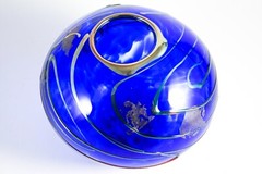 VTG Scott & Laura Curry Signed Dated PNW Studio Art Glass Hand Blown Vase Blue