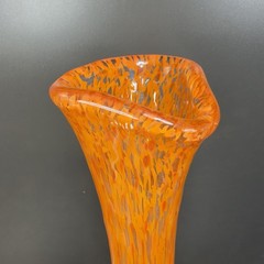 2004 Hand Blown Art Glass Vase Vessel Orange Red Spots Artist Signed Vase VTG
