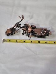 Welded Motorcycle Sculpture Bronze Copper Rolling Wheels Figurine 5 1/2″x 3 1/4″