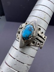 Beautiful Old Natural Torques Stone Unique Ring From Afghanistan