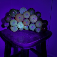 Vintage MCM Lucite Resin Grapes on Driftwood Amber Orange Large Cluster Glows