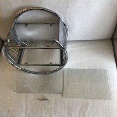 VTG Round Chrome Metal Glass Wall Shelf MCM Mesh Side Bauhaus Eileen Gray Circle