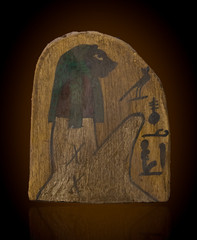 Authentic Ancient Egyptian Antiques Painted Horus Falcon Wooden Stela Figure BC