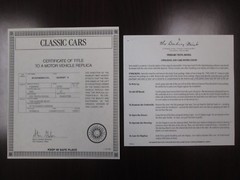 Danbury Mint Paperwork 1958 Ferrari Testa Rossa