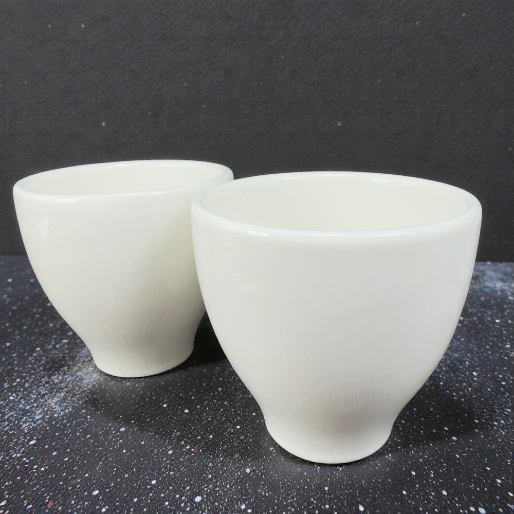For Life Forlife White Stoneware Ceramic Footed Cups Tumblers Mugs Set 2 Marked