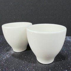 For Life Forlife White Stoneware Ceramic Footed Cups Tumblers Mugs Set 2 Marked
