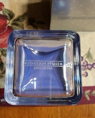 Vintage Snowflakes Etched Square Austria Lead Crystal Candy Dish Candle Holder