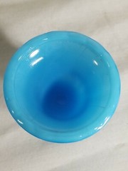 Vtg Blue Slag Glass Akro Agate NYC Vogue Merc Co. Toothpick Holder Cornucopia