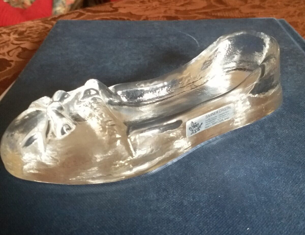 Sarner Crystal ~ Switzerland ~ Glass Slipper / Shoe Trinket Dish ~ Free UK P&P
