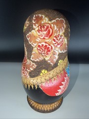Wood burned Nesting/Traditional. 9.5 Piece Painted Detail – SIGNED. Russian