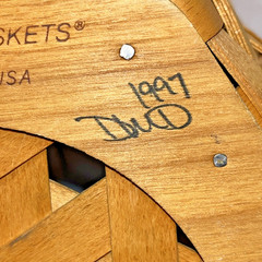 Longaberger Hexagon Clock Basket Artisan Signed No Writing on Face RARE 1997 USA
