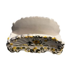 Italian Pottery Rococo Style Letter or Napkin Holder Yellow Floral