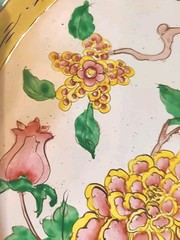 Floral Enameled Copper Plate Republic Of China Scalloped Edge 10″ Decor Plate